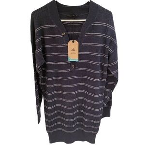 PRANA Milani Henley Dress Nautical Stripe Size Small NWT